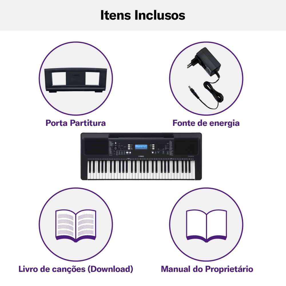 Teclado Arranjador Yamaha PSR-E373 Preto - Home