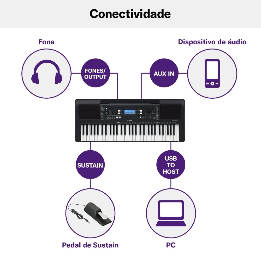 Teclado Arranjador Yamaha PSR-E373 Preto - Home